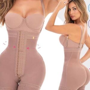 Tan Shapewear with Corset Design and Adjustable Straps